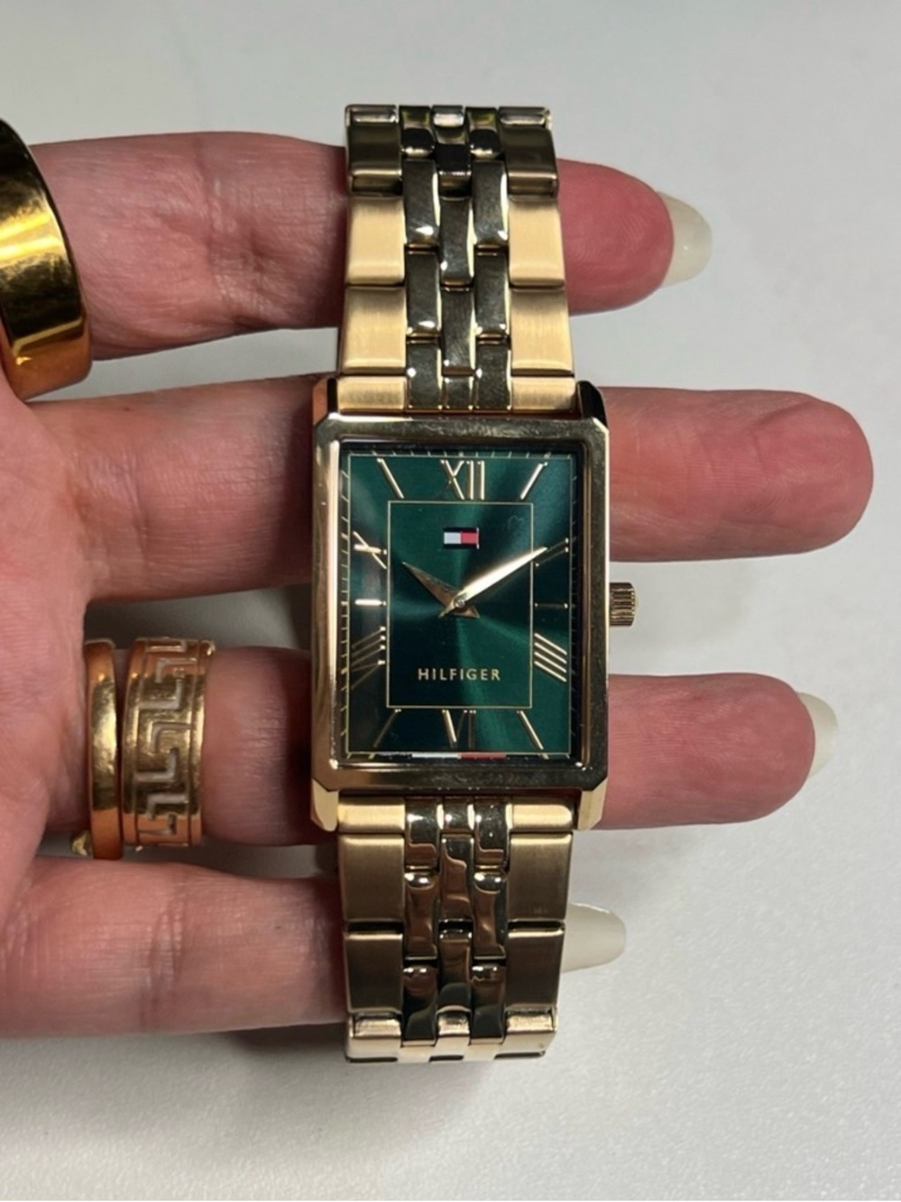 Tommy Hilfiger Gold-Tone Bracelet Watch with Green Dial